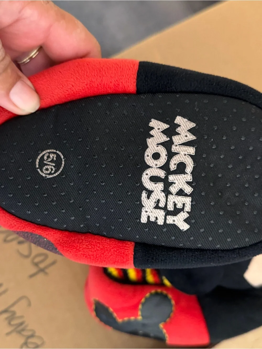Mickey Mouse Plush Red & Black Kids Slippers